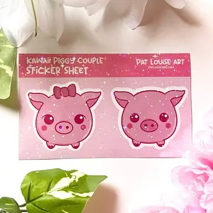 Mr & Mrs Piggy Sticker Sheet - Sparkle Vinyl