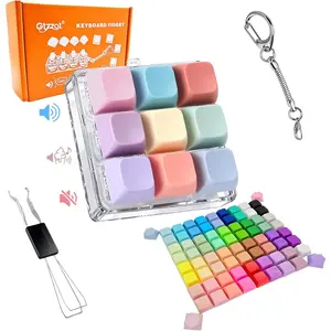 9-in-1 Keyboard Fidget Toy in Gift Box—Clicky, Creamy & Silent Stress Relief Clicker Keychain, 75 Colorful Removable Keycaps with Cat Paw | Quiet Button Fidget for Adults, Calm Anxiety Office Travel