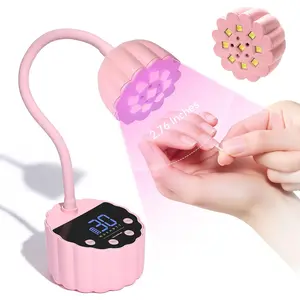 UV LED Nail Lamp - Gooseneck 58mW/cm² Flash Cure Lamp Rechargeable UV Light for Gel Nails with 4 Times & Auto Sensor USB Cordless Fast Curing Nail Art Design for Salon Home DIY (Pink)