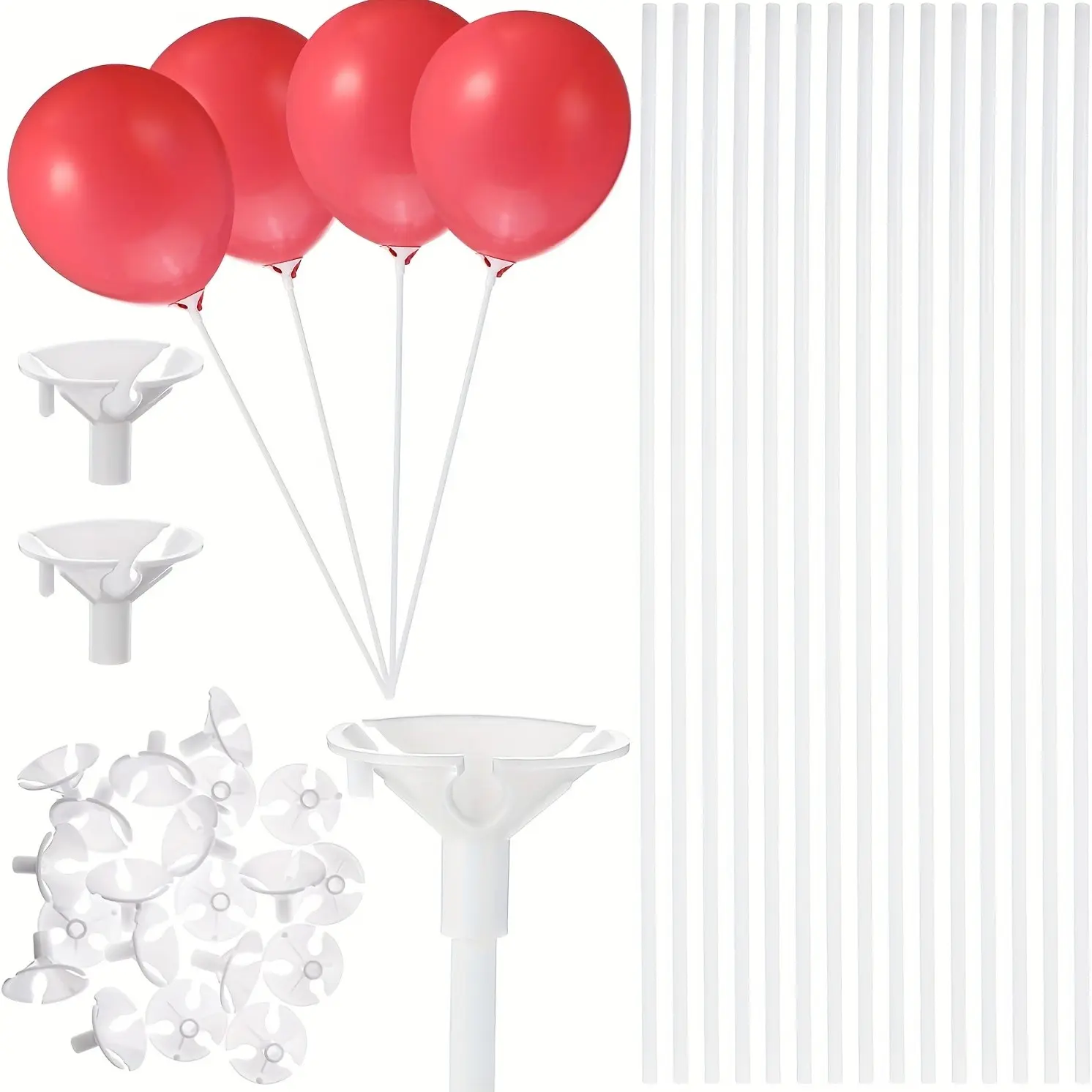 60pcs Balloon Sticks Set, Includes Long Balloon Sticks, Balloon Holders, Cup Decorations, Perfect for Parties, Weddings, Birthdays, Balloon Party Supplies