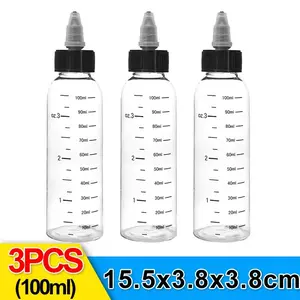 3pcs 100ML Capacity Dropper Bottles Twist Cap Tattoo Ink Containers, Reusable Plastic Squeeze Bottle with Graduated Markings