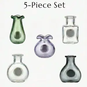 Mini Hydroponic Vase Fridge Magnets Set - Clear Glass Propagation Station For Real Flowers - Cute Kitchen & Locker Decor.