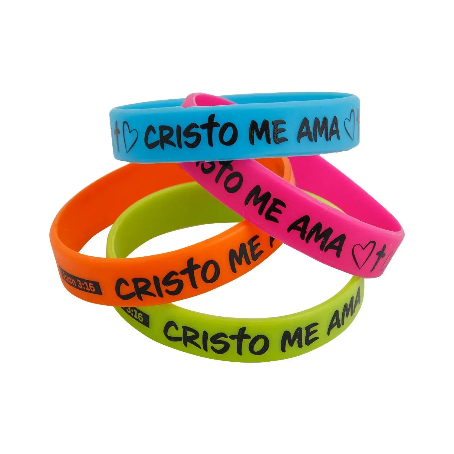 Cristo Me Ama Rubber Bracelets - 24 Pc.