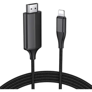 HDMI Cable for iPhone to TV, Lighting to HDMI Adapter Connector Compatible with iPhone14, 13, 12, 11 & YouTube TV Output with 1080P HD Display, Just Plug and Play (13.2FT, Black)