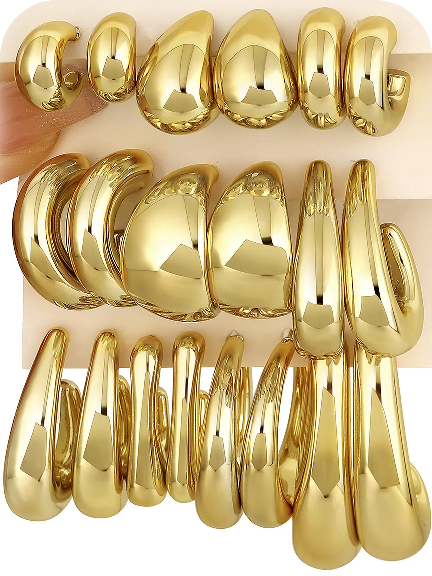 17KM  Gold Hoop Earrings Set for Women Multipack, Hypoallergenic Chunky Chain Twisted Hoop Earrings Pack, Fashion Dangle Earrings Jewelry for Gift,summerwins