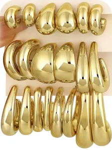 17KM 20 pcs Gold Hoop Earrings Set for Women Multipack, Hypoallergenic Chunky Chain Twisted Hoop Earrings Pack, Fashion Dangle Earrings Jewelry for Gift