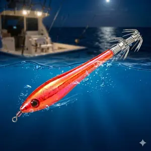 High-Sensitivity Biometric Squid Lure with Dual-Action Float Design, Trigger Tail Hook for Aggressive Strikes. Versatile for Bass, Trout, Bream, Multi-Scenario Professional Fishing Gear. Durable, Tensile-Resistant Artificial Bait.