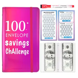 100 days Money Saving Challenge with marker, A6, budget bingder,Money Saving Binder,Savings Challenges Budget Book Binder to save $5050,Do not fold the money,gift for eveyone