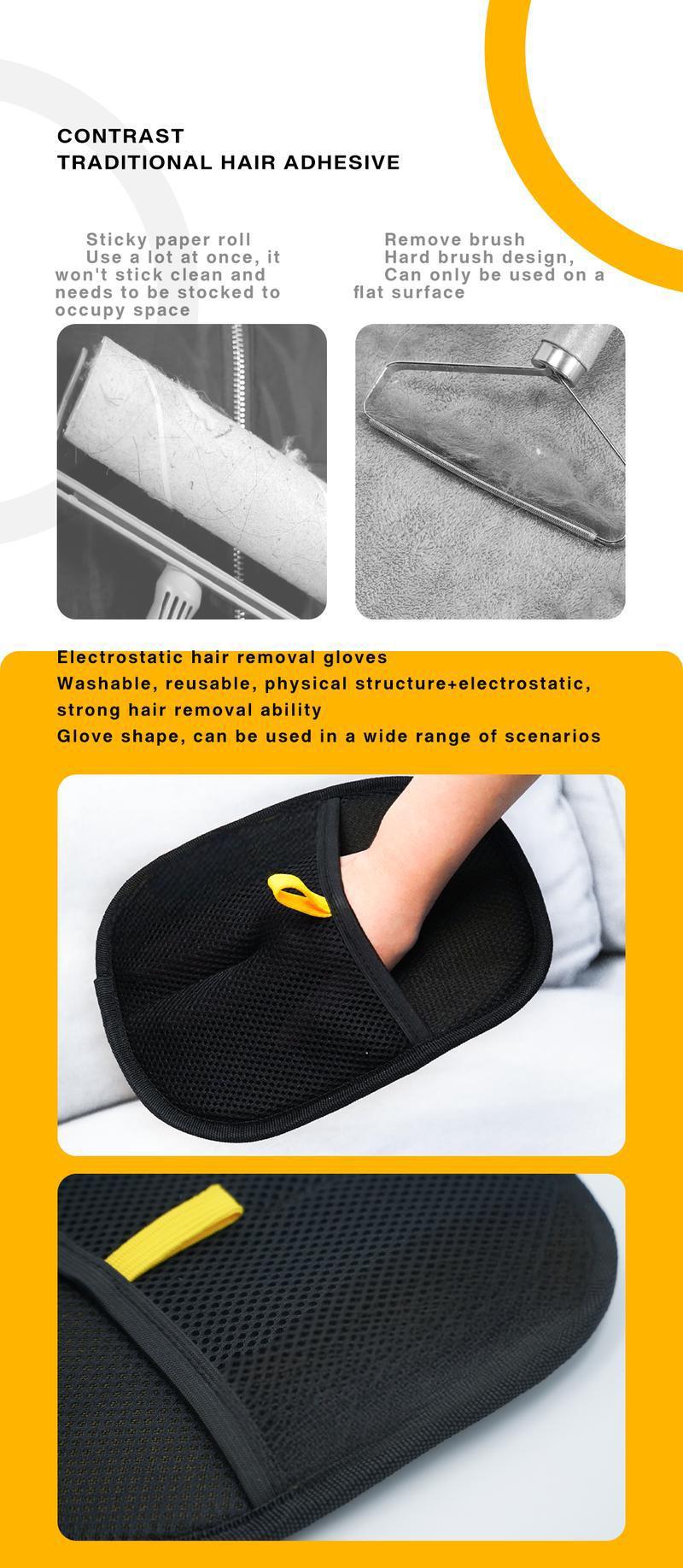 Pet Hair Remover, Electrostatic Pet Hair Removal Gloves, Reusable Cat&Dog Hair Remover for Couch, Furniture, Carpet, Car Seat.