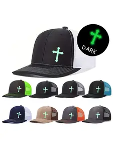 Unisex Baseball Cap, Luminous Cross Print Design, Mesh Fabric, Mesh Hat, Fitted Style, All Season Wear, Adjustable & Comfortable Fit