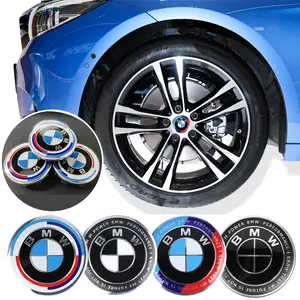 4Pcs 56/68MM Car Wheel Center Hub Caps Badge Wheel Cover Sticker Car Decals For BMW E90 E91 E46 E39 E60 E53 F10 F07 F12 F13 G30 X3 X5 X2 X1 X7 M M2 M4 Car Decorative Sticker Car Accessories
