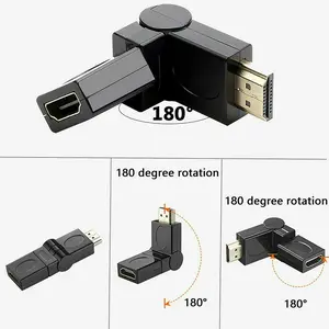 HDMI Male to Female Right Angle Connector Adapter 90 180 270 360 degrees