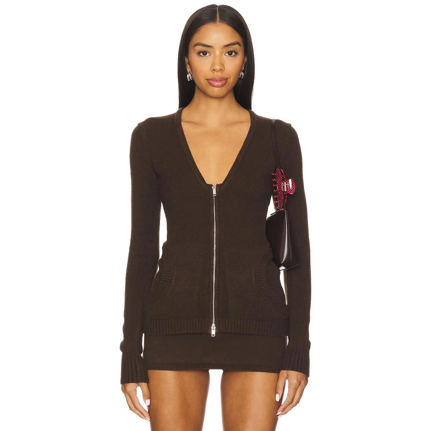 Frankies Bikinis Sienna Cloud Knit Sweater in Chocolate Brown