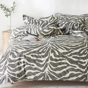Gray Zebra Pattern Print 3-Piece Duvet Cover Set, includes 1 Duvet Cover + 2 Pillowcases (Filling Not Included). Soft and Comfortable, Machine Washable, Simple and Stylish. Perfect for Bedroom or Dorm Room Use. Duvet Bedding Set