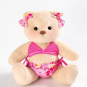 Getahug Pink Paradise Bikini Teddy Bear - Handmade Jointed Stuffed Animal, 12in Height, 7.5in Width, 9in Sitting Height, 1×Gift Box, 1×Greeting Card, Kids Gift