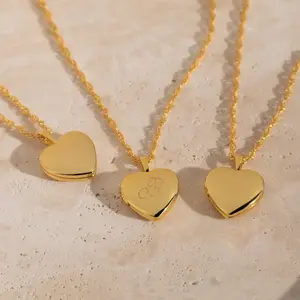 Initial Heart Locket Necklace by Caitlyn Minimalist - Custom Engraved Letter Pendant Necklace - 18K Gold Plated Twist Chain Necklace - Personalized Jewelry - Perfect Mother's Day Gift for Her