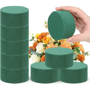 Floral  Blocks 9 count Round Green Flower  Blocks Wet and Dry Foams  Arrangements 3.1"x 1.5" Wet Dry Florals Foams for Flower Box Florist  Wedding Birthdays Decoration