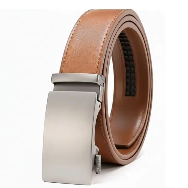 Men's Belt Leather Ratchet Belt for Men Dress Casual Every Day with Adjustable Buckle, Trim to Fit