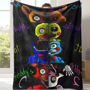 Countdown Sale! Five Nights at Freddy's Character Patchwork Flannel Blanket,throw blanket Lightweight All-Season Throw, A warm nap blanket Perfect Gift for Friends & Family Suitable for use in offices, sofas, and travel settings, etc. heating  blankets