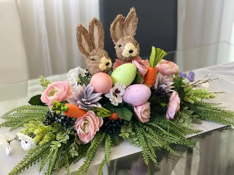 XL Easter centerpiece, Spring centerpiece for dinning table, 31" long