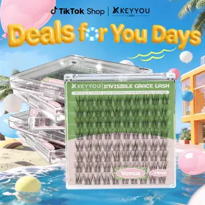 KEYYOU Venus Single Length DlY Lash Cluster Invsible Band Natural 8mm 10mm 12mm 14mm 16mm Waterproof Long-Lasting Eyelashes Extensions 80pcs C Curl Easy to Use for Flawless Look  #DealsForYouDays