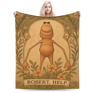 Marcus The Worm Theme Blanket, Soft and Comfortable, Suitable for Bedroom and Living Room Decoration, Perfect Gift, Machine Washable micro  crochet  blanket warm nap blanket