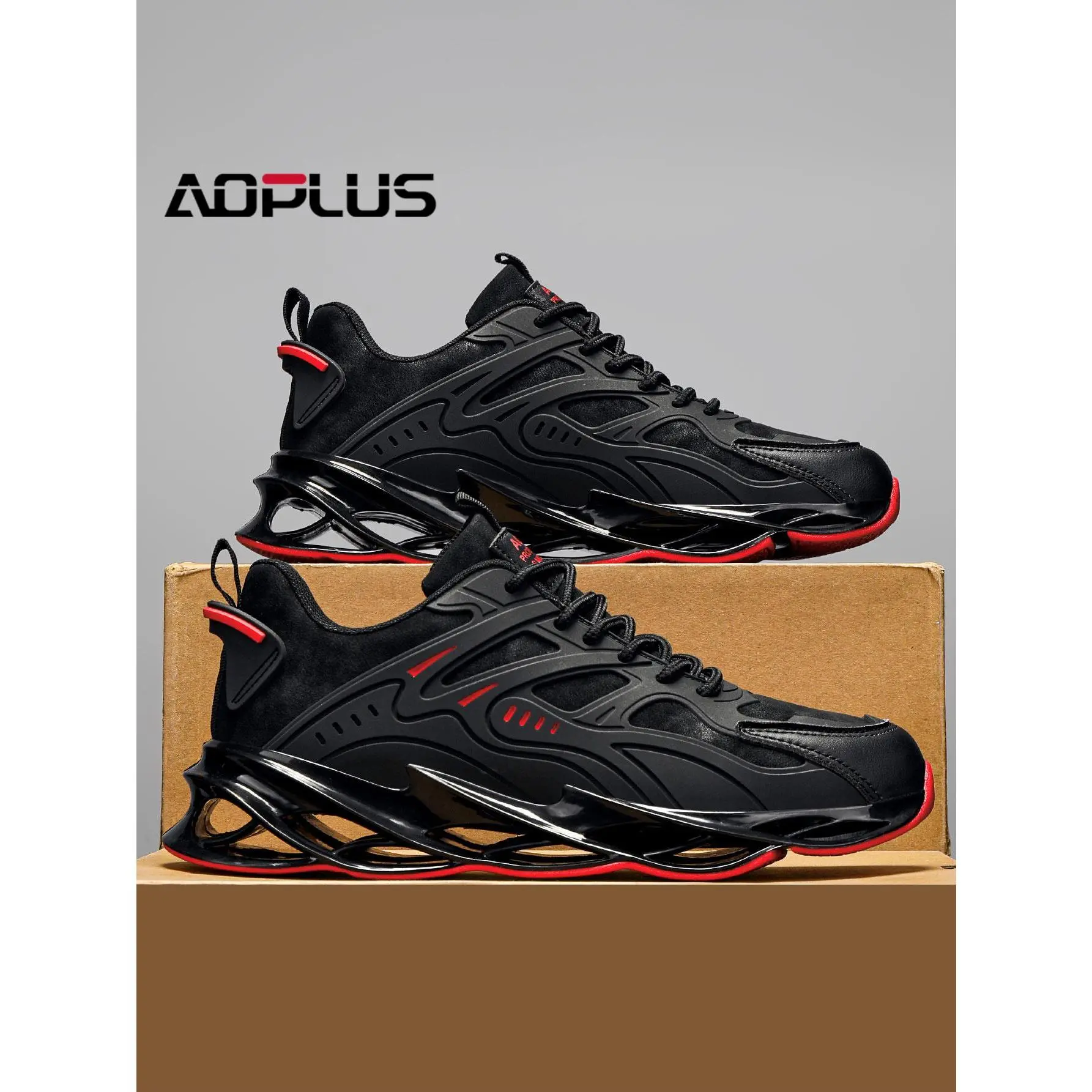 AOPLUS Men's fashionable black training shoes, suitable for outdoor activities, comfortable and breathable autumn low-top shoes for leisure, fashionable and multi-functional popular men's sports shoes, casual and versatile breathable sports shoes.