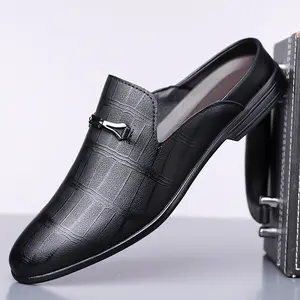 Suitable for men's summer semi drag, fashionable and breathable, versatile and trendy toe bag drag lazy leather shoes