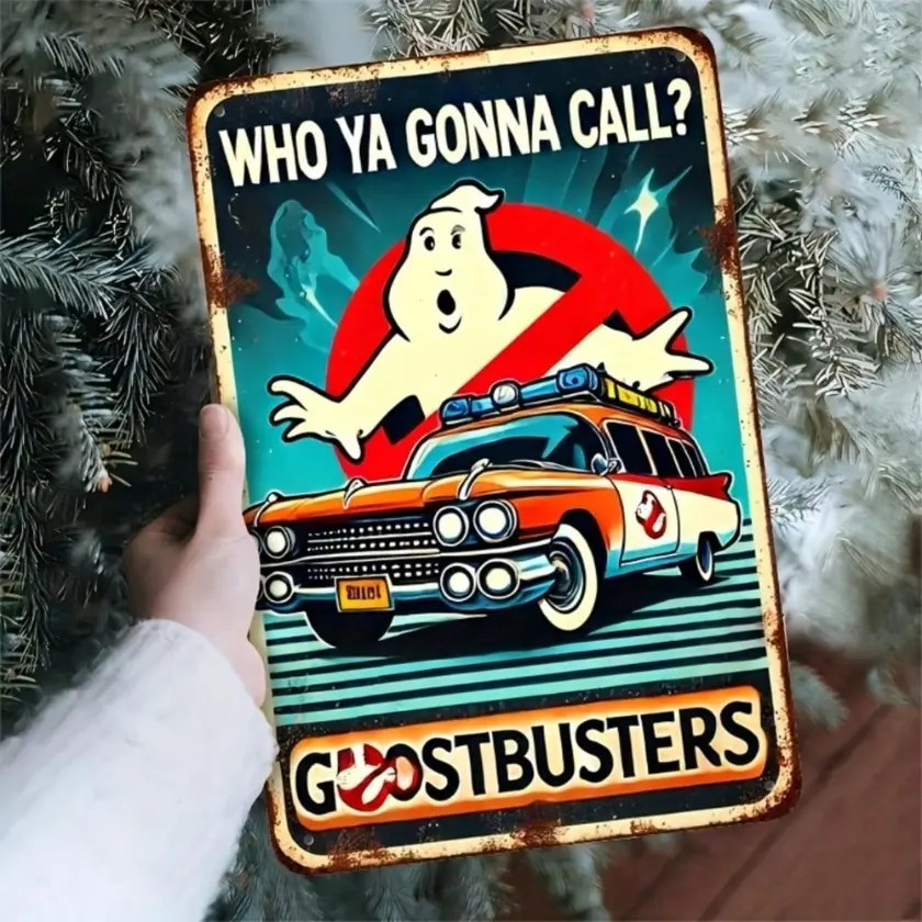 Vintage Style 2D Aluminum Sign Simple Metal Ghostbusters for Home Bar Coffee Shop Garage Farmhouse Wall Decoration Halloween Home Decor Metal Signs
