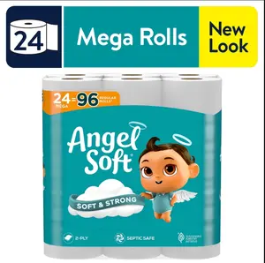 Angel Soft Toilet Paper, 24 Mega Rolls, 2-Ply Toilet Tissue (2 Pack)