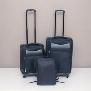 (20+24) Travel suitcase two-piece set luggage Oxford suitcase without password lock universal wheels+Oxford cloth backpack black, can be flattened, super saving storage space