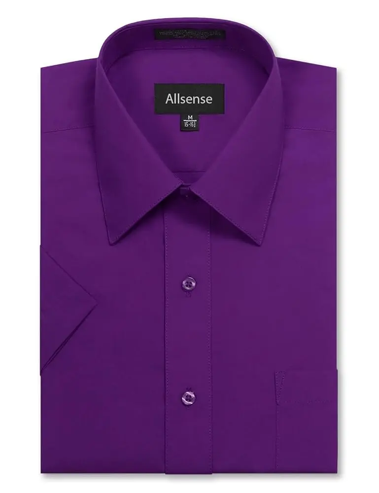 Allsense Men's Regular-Fit Short-Sleeve Dress Shirt, Classic Button-Down in a Breathable Wrinkle-Resistant Cotton Blend, Basic Style, Wardrobe Staples