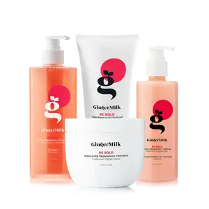 Ginger Milk Natural Care Hair Repair Kit: Shampoo. Hair Mask, Leave-In, and Fortifying Gel-  Restores Health to Chemical-Damaged Hair