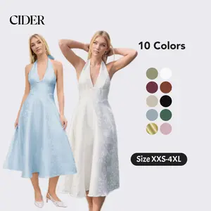 Cider Jacquard Halter Neckline Floral Lace Up Maxi Dress SwimWeek