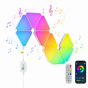 10-Piece RGB Triangle LED Wall Panels, Bluetooth APP & Remote Controlled Wall Lights, Music-Sync DIY Splicing 16M Colors for Gaming Bedroom Living Room Decor