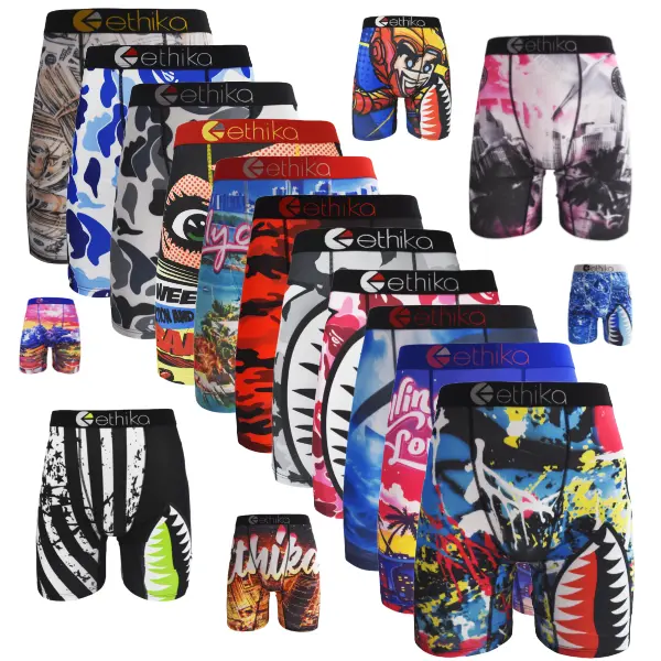 Men's Printed Breathable Underwear (3-Pack/4-Pack) - Menswear, Anti-Chafing Design, Ideal for Daily Wear & Sports
