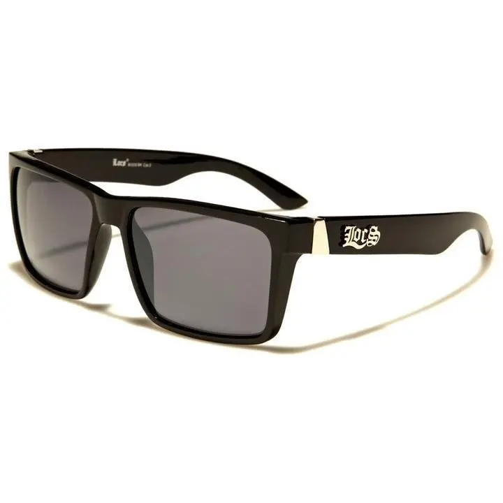LOCS Classic Men's Sunglasses 91102 - Elegant Black Frame with Gold Accents & UV400 Protection for All Occasions