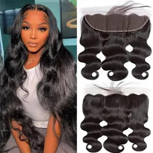 13x4 Body Wave HD Lace Frontal Human Hair Body Wave Ear to Ear Transparent Lace Frontal Only 100% Unprocessed Brazilian Virgin Human Hair Closure Pre Plucked with Baby Hair