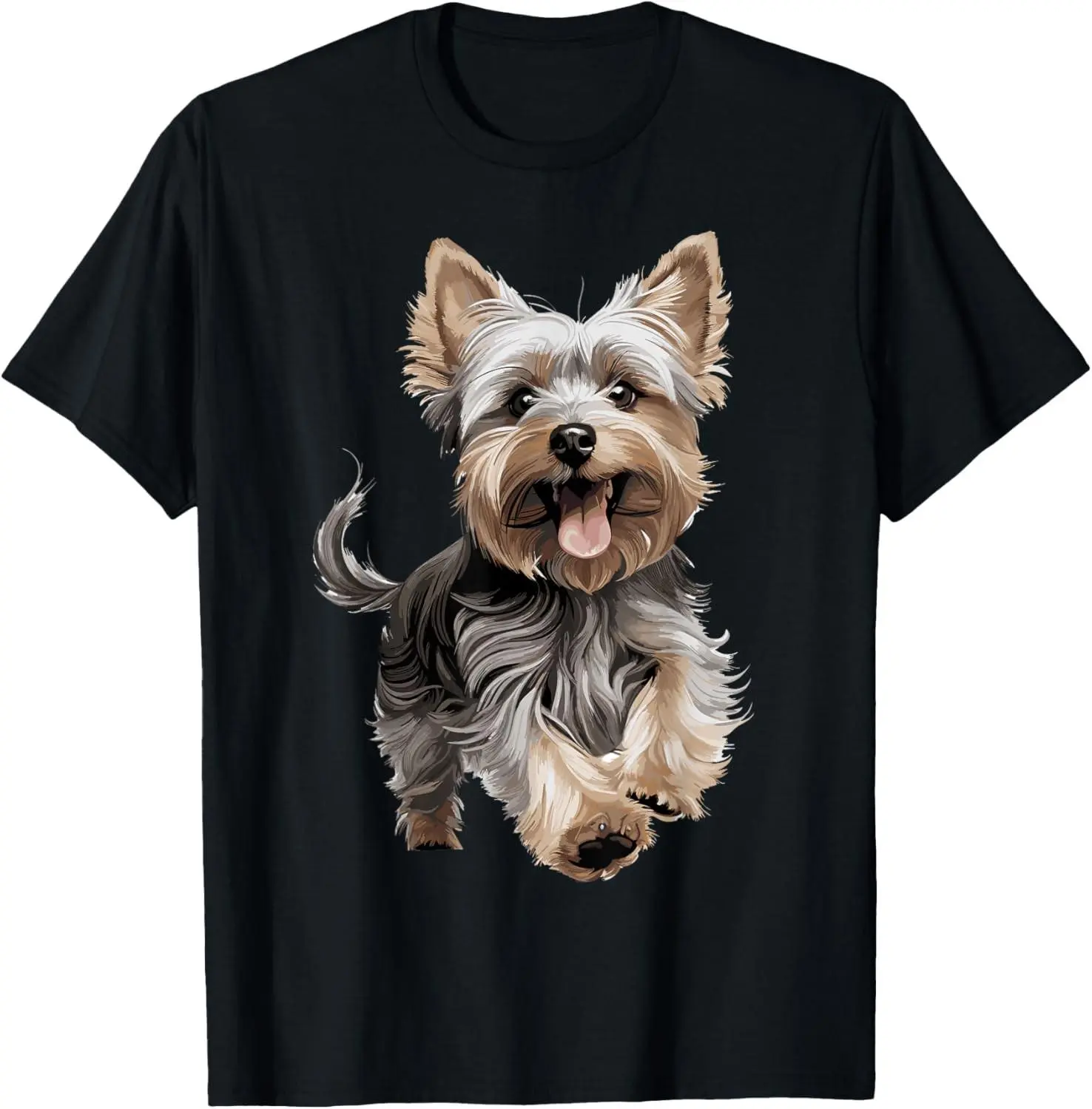 Women's Casual Short-Sleeve Breathable Yorkshire Terrier Graphic Pure Cotton Unisex T-Shirt, Cute Dog Breed Top, Shortsleeve, Tshirt, Love, Menswear, Round Neck, Soft, Breathable Fabric, Vibrant Print