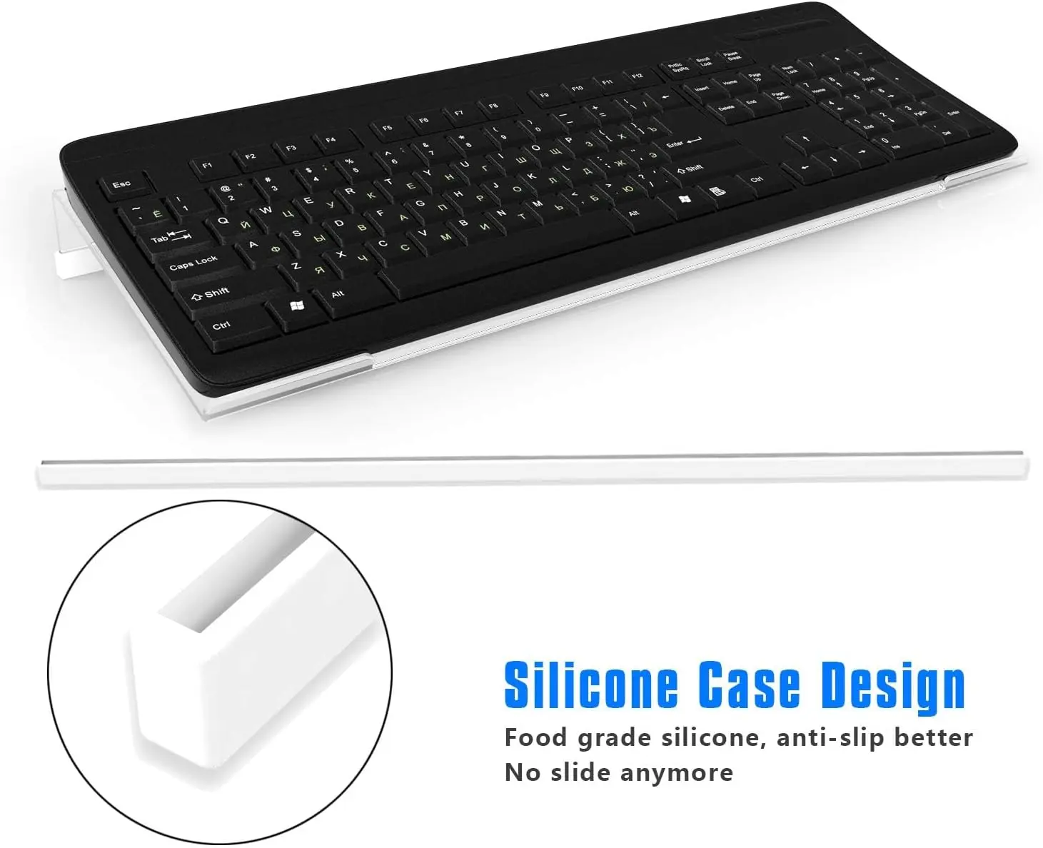 Clear Acrylic Tilted Computer Keyboard Stand for Easy Ergonomic Typing, Upgraded Version, Keyboard Holder with Silicone Anti-Slip Cover.