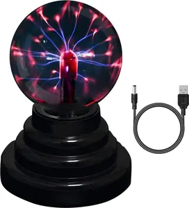 USB-6IN Plasma Ball Lamp Light Touch Sensitive Nebula Sphere Globe Novelty Toy USB or Battery Powered 4" x 4" x 6" Interactive Decorative Light