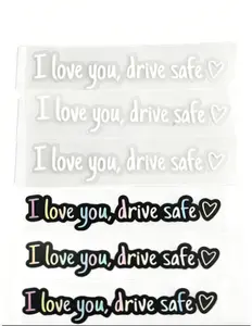 Upgrade I Love You Drive Safe Mirror Stickers, 6 Pcs Cute Car Stickers for Women, Vinyl Waterproof Car Decals for Rearview Mirror Window Windshield, Funny Love Sticker for Auto Accessories (White)