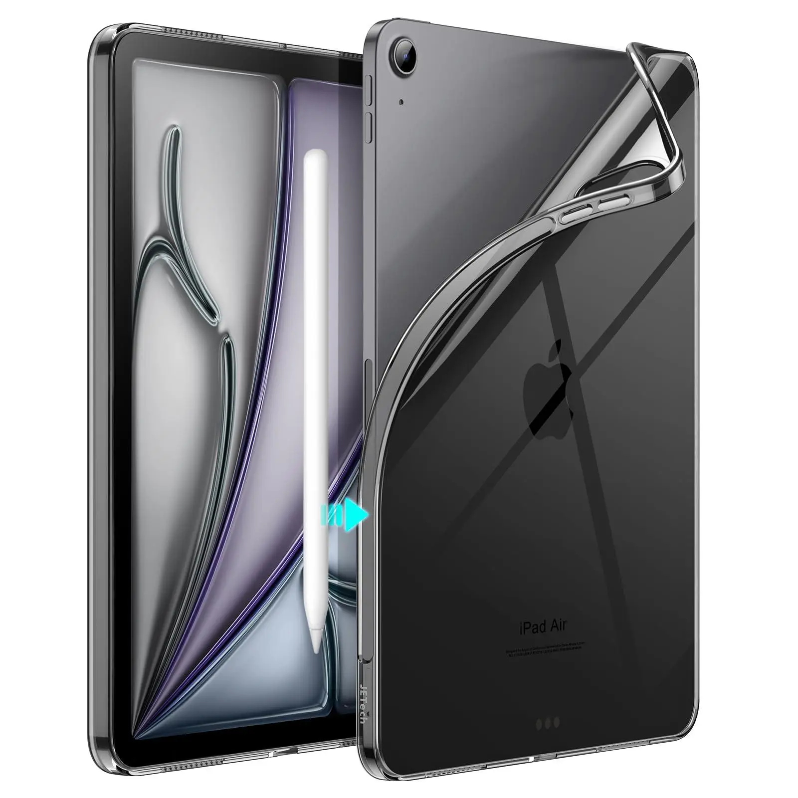 JETech Protective Tablet Cover for 11-in iPad Air M4/M3/M2 (2026/2025/2024) & 10.9-inch iPad 5/4 (2022/2020), Wireless Full Pencil 2nd Support, Transparent Slim Soft TPU, Shockproof, Cut Out Design, Durable Accessory