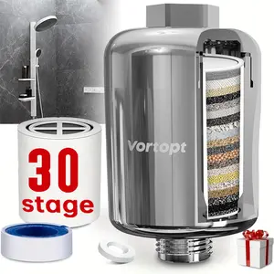 30 Stage Shower Filter, Shower Head Filter for Hard Water, Shower Water Softener, Remove Chlorine Fluoride Heavy Metals Sediments Impurities, DB-1