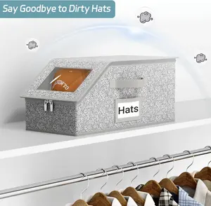 【Father's Day Gift】Stackable Baseball Cap Storage Box, Holds Up to 24 Hats – Durable Foldable Cardboard Organizer, Large Capacity Hat & Toy Storage Solution, Versatile Home & Bedroom Organizer, Dustproof, Space Saving