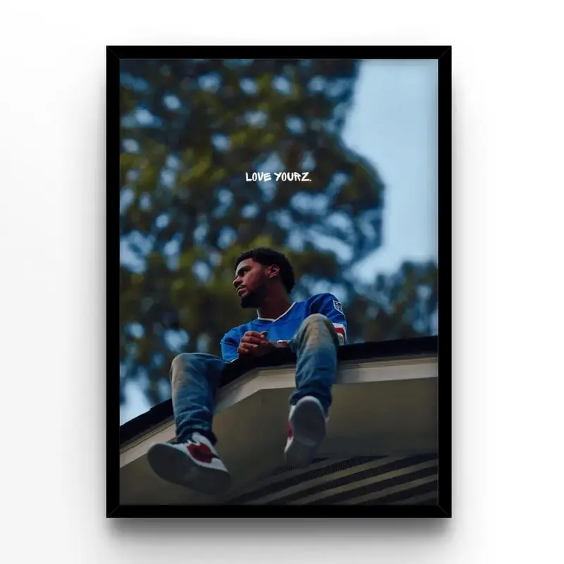 J Cole Love Yourz Poster 2014 Forest Hills Drive Album Cover Wall Art Hip Hop Rap Music Aesthetic Premium Matte Print Room Decor Framed Unframed Gift for Music Fans