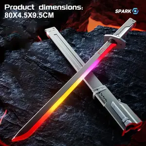 Interstellar Lightsaber Samurai  with Spark & Fog Effect, 8-Color LED Modes & Sound, 31.5" Type-C Rechargeable  for Cosplay Christmas Gifts Sword