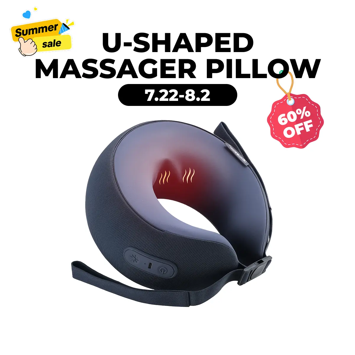 CINCOM U-Shaped Neck Massager Pillow (Mid-Night Blue) - Neck Shoulder Relaxer, Heating Massage Device, Hands-Free Hot Massage Tool, 360° Memory Foam Cervical Support, Cordless Rechargeable Portable, Gift That Heals for Holidays, Heating Massage Devices