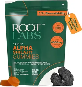 Root Labs Alpha 10-in-1 Shilajit Gummies 4000 mg | Black Friday & Cyber Monday BFCM Deal | Limited Edition Exclusive Holiday Pack| Energy, Stamina & Focus | Zero Sugar | KSM-66 Ashwagandha, Tongkat Ali, Maca | Vegan | 60 Count