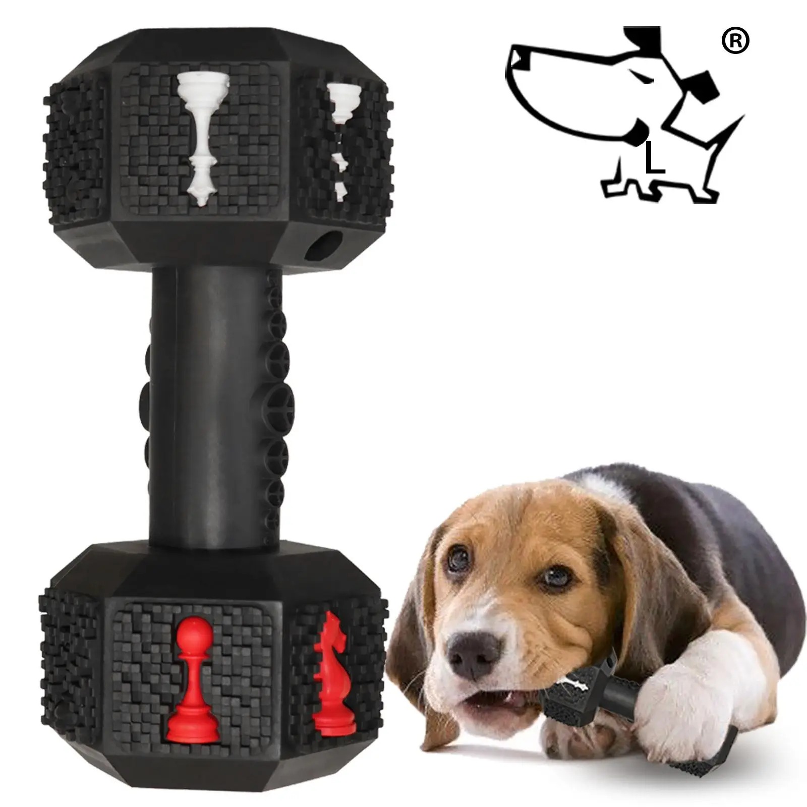Dog Dumbbell Shape Chew Toy, Cute Dumbbell Design Dog Chew Toy, Interactive Dog Toy for Training & Playing, Valentine's Day Gift